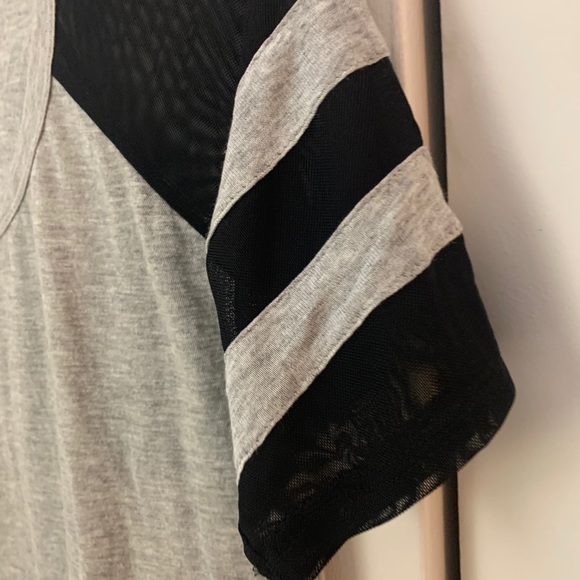 Emma & Sam Grey Tee Shirt With Black Mesh Details - Picture 6 of 8